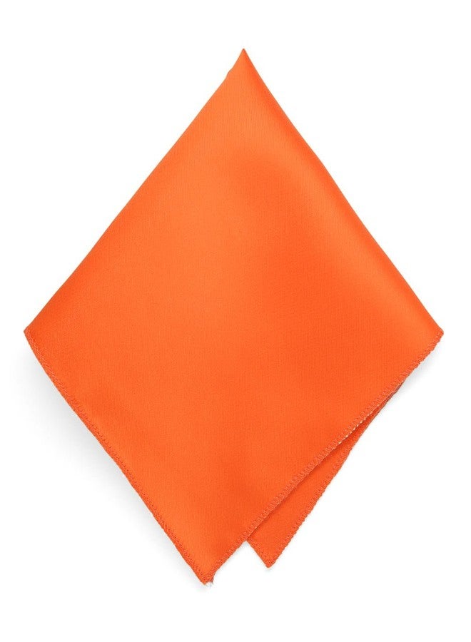 TieMart Tangerine Solid Color Pocket Square - Image 1